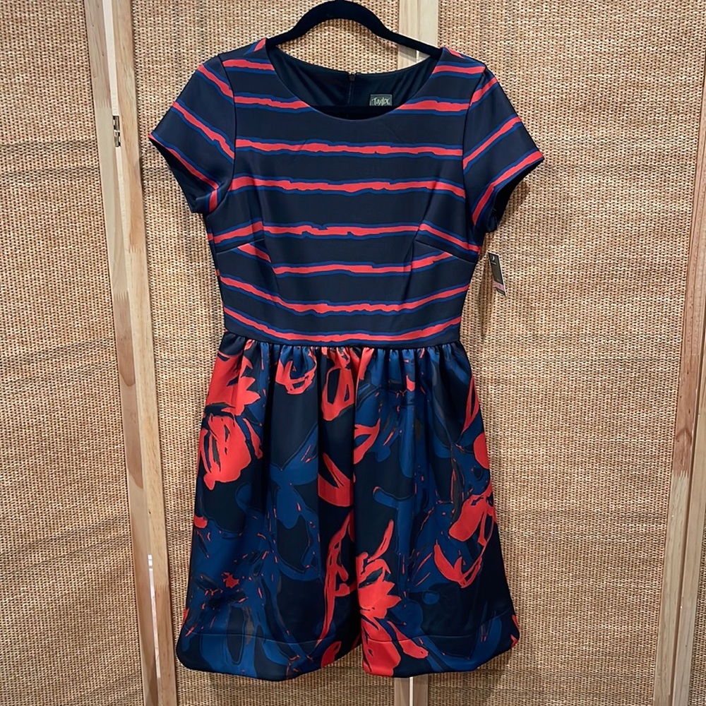 Taylor striped and floral dress- size 10- NWT